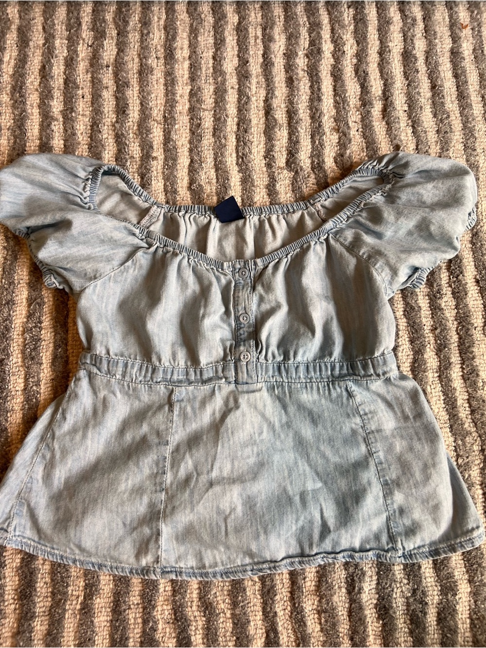 GAP Light Blue Elastic Waist Chambray Top